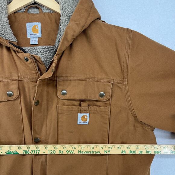 CARHARTT Jacket Mens L Washed Duck Bartlett Sherpa Lined Utility Cotton Brown - Picture 13 of 16